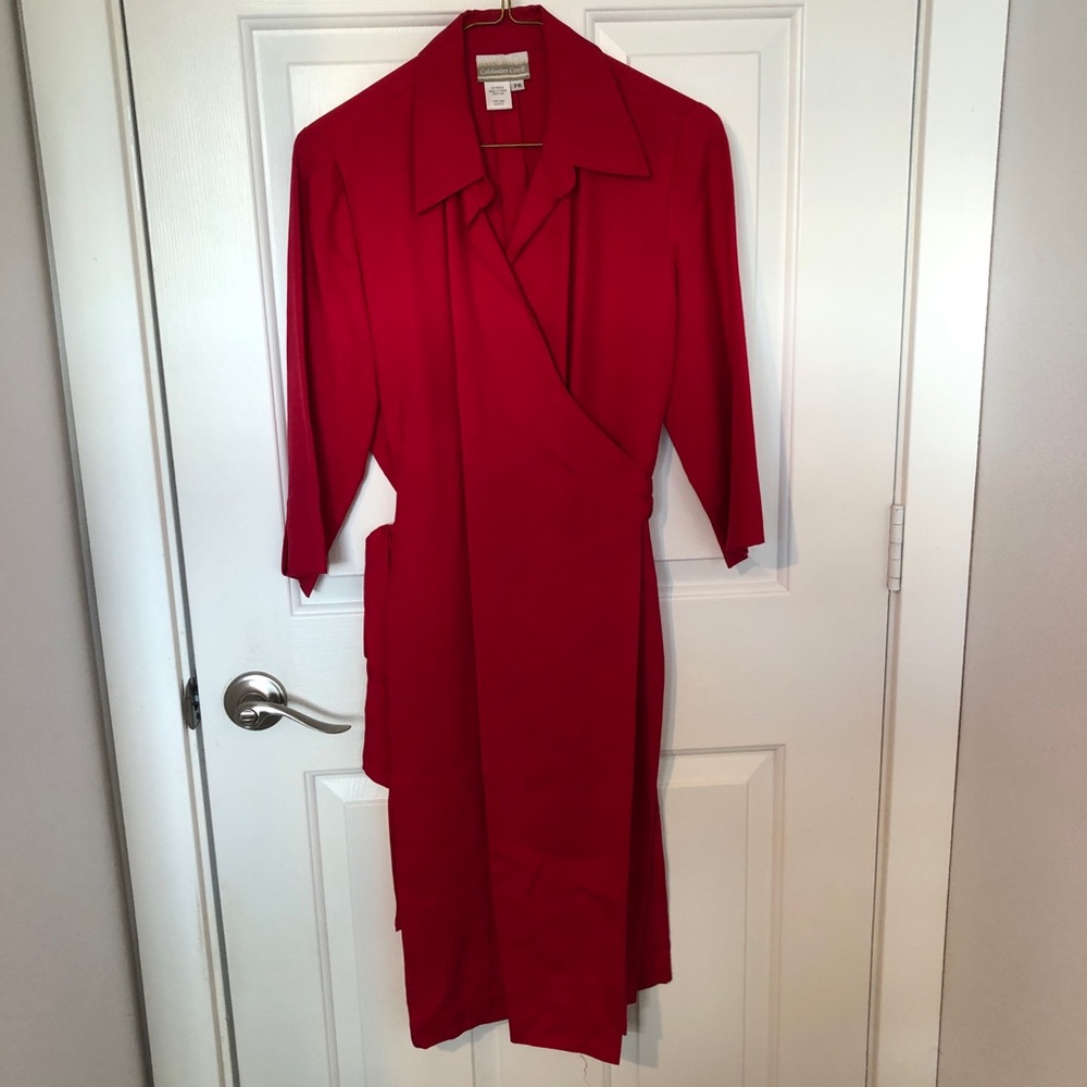 Red silk wrap dress - Coldwater Creek size 8